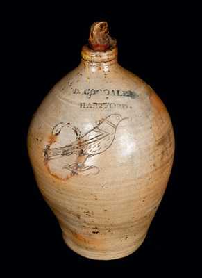 D. GOODALE. / HARTFORD Stoneware Jug with Incised Bird Decoration