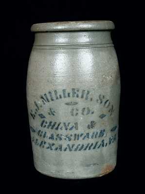 E.J. MILLER, SON & CO. / ALEXANDRIA, VA Stoneware Jar, Half-Gallon