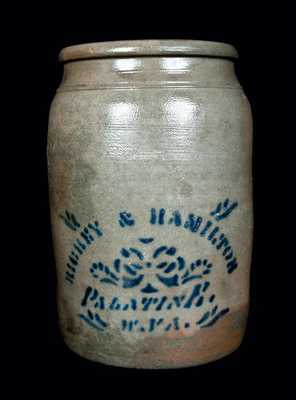 RICHEY & HAMILTON / PALATINE / W.VA. Stoneware Jar