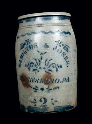 HAMILTON & JONES / GREENSBORO, PA Stenciled Stoneware Jar, Two-Gallon