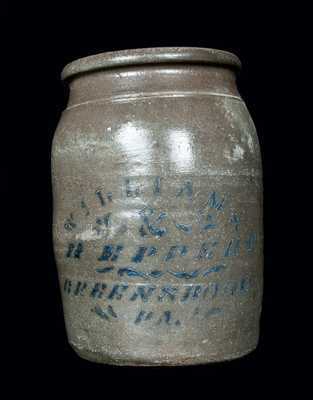 WILLIAMS & REPPERT / GREENSBORO, PA Stoneware Jar.