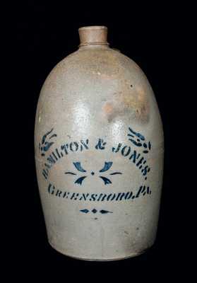 HAMILTON & JONES / GREENSBORO. PA Stoneware Jug