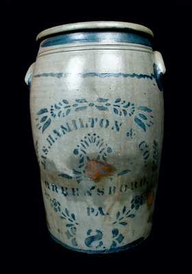 Eight-Gallon JAS. HAMILTON & CO. / GREENSBORO, PA Stoneware Jar