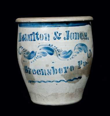 HAMILTON & JONES / Greensboro, PA Stoneware Cream Jar