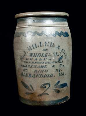 E. J. MILLER / ALEXANDRIA, VA Stoneware Advertising Crock