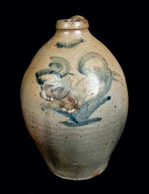 Two-Gallon Ovoid Stoneware Jug with Floral Decoration