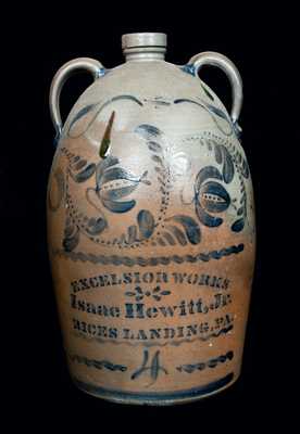 RICES LANDING, PA Double-Handled Stoneware Jug with Elaborate Decoration