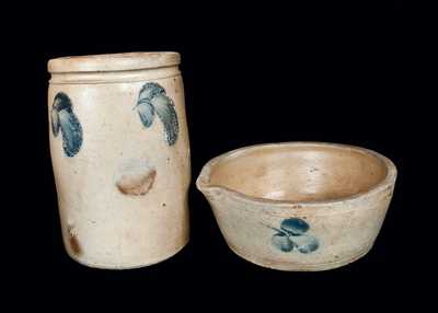 Lot of Two: Baltimore Stoneware Crock and Milkpan