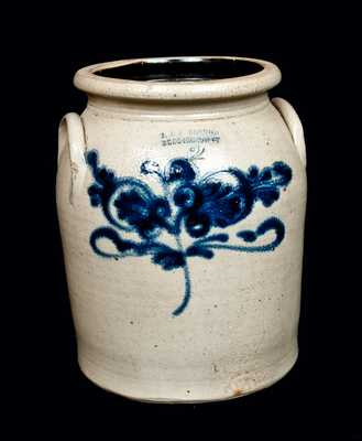 J. & E. NORTON Stoneware Crock with Flower