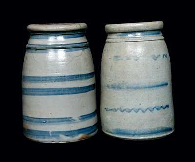 Lot of Two: Western PA Striped Stoneware Wax Sealers