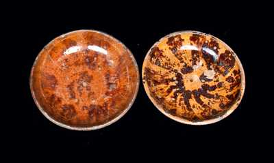 Lot of Two: Redware Plates with Manganese Sponging