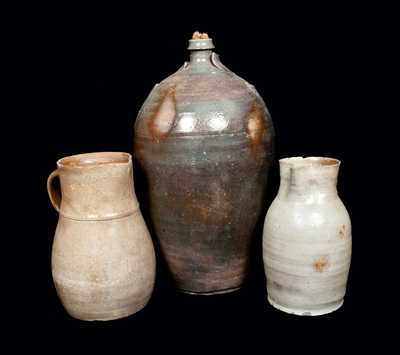 Lot of Three: North Carolina Stoneware Vessels, Including Double-Handled Jug