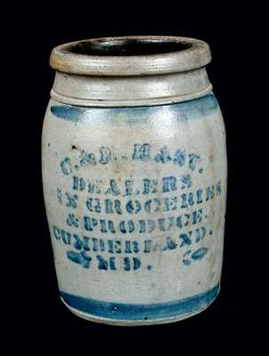 C. & H. HAST / CUMBERLAND, MD Stoneware Advertising Crock