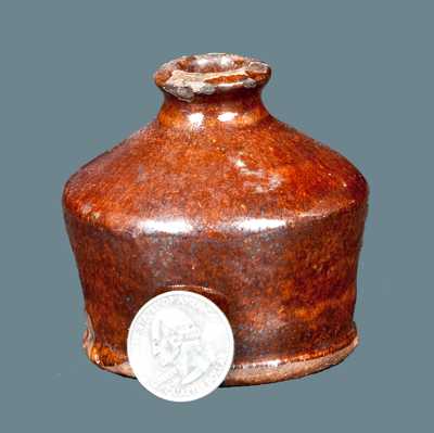 Redware Inkwell Incised 1853 on Underside