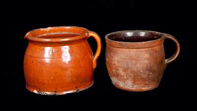 Lot of Two: Redware Vessels, Including Glazed Batter Jug