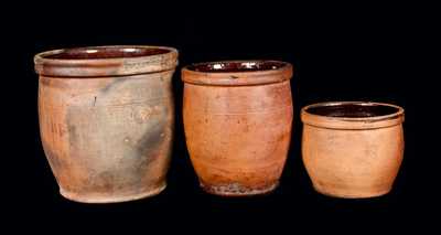 Lot of Three: JOHN BELL Redware Cream Jars