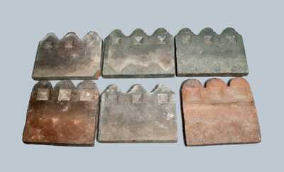 Lot of Six: Georgia Pottery Slave Tiles