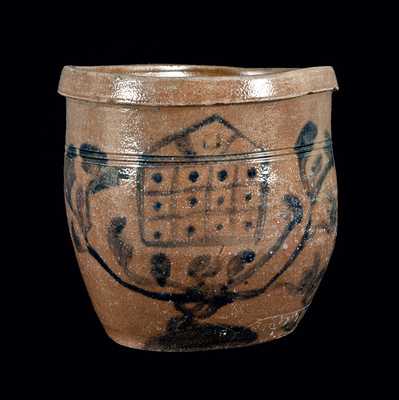 Pennsylvania Stoneware Jar with House Decoration, Dated 1835