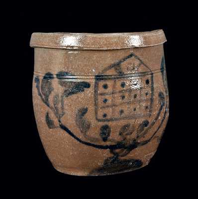 Pennsylvania Stoneware Jar with House Decoration, Dated 1835