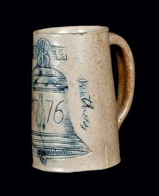 Rare Signed Philadelphia Stoneware Mug with Incised Liberty Bell