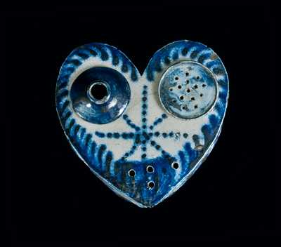 Outstanding and Exceptionally Rare Stoneware Heart-Shaped Inkstand