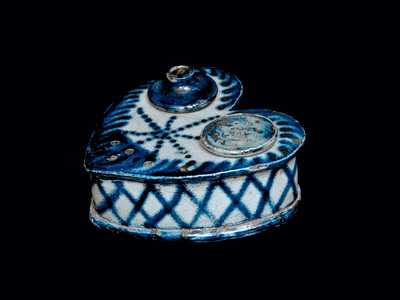 Outstanding and Exceptionally Rare Stoneware Heart-Shaped Inkstand