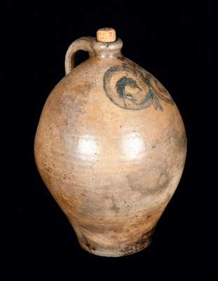 Early Stoneware Jug with Cobalt "Watchspring" Decoration, NJ or New England origin, late 18th century