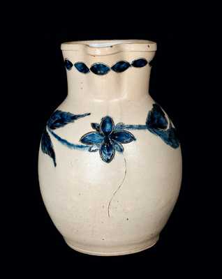 Outstanding Incised Stoneware Pitcher, Henry Remmey, Philadelphia, 1856