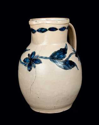 Outstanding Incised Stoneware Pitcher, Henry Remmey, Philadelphia, 1856