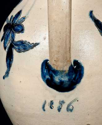 Outstanding Incised Stoneware Pitcher, Henry Remmey, Philadelphia, 1856