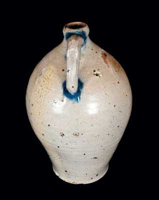 Outstanding New York City Stoneware Jug with Incised Man / Goat Head