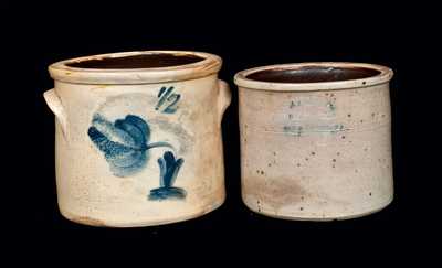 Two A.J. BUTTLER / NEW BRUNSWICK, NJ Stoneware Crocks