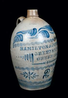 Unusual HAMILTON & JONES, / GREENSBORO, / GREEN CO. PA Stoneware Jug