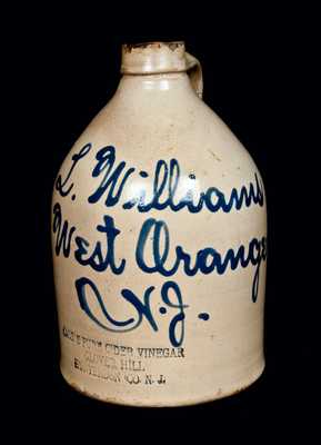 West Orange, NJ Stoneware Advertising Jug with Impressed Vinegar Advertising