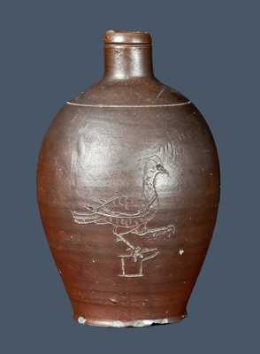 Rare Diminutive North Carolina Stoneware Jug with Incised Game Bird Decoration