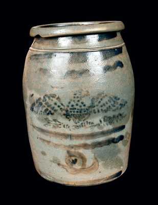 Western PA Stoneware Jar with Stenciled Eagle Decoration, Two-Gallon