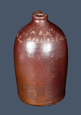 Dated WV Stoneware Presentation Jug Incised "Jane Lew"