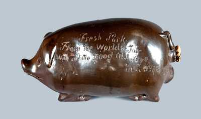 Anna Pottery 1893 Chicago World's Fair Stoneware Pig Flask