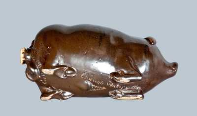 Anna Pottery 1893 Chicago World's Fair Stoneware Pig Flask
