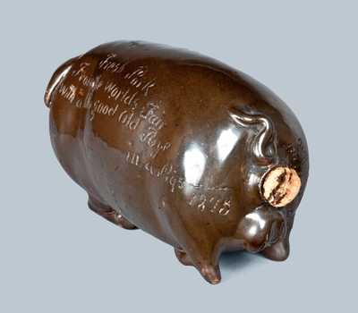 Anna Pottery 1893 Chicago World's Fair Stoneware Pig Flask