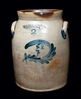 COWDEN & WILCOX / HARRISBURG, PA Stoneware Man-in-the-Moon Crock