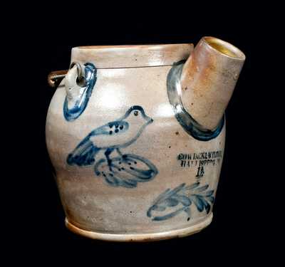 Exceptional Cowden & Wilcox Stoneware Batter Pail with Four Birds