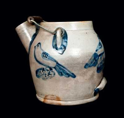 Exceptional Cowden & Wilcox Stoneware Batter Pail with Four Birds