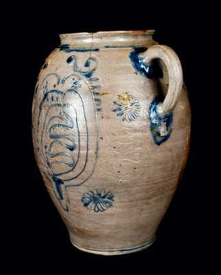 Important Profusely-Decorated Incised Stoneware Jar, Manhattan or New Jersey, circa 1750
