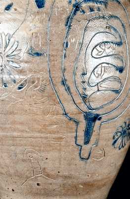 Important Profusely-Decorated Incised Stoneware Jar, Manhattan or New Jersey, circa 1750