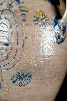 Important Profusely-Decorated Incised Stoneware Jar, Manhattan or New Jersey, circa 1750