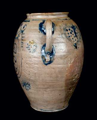 Important Profusely-Decorated Incised Stoneware Jar, Manhattan or New Jersey, circa 1750