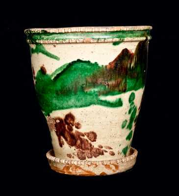 Shenandoah Valley Multi-Glazed Redware Flowerpot