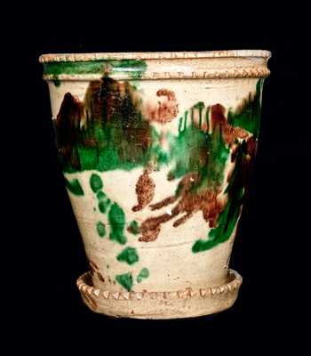 Shenandoah Valley Multi-Glazed Redware Flowerpot