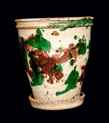 Shenandoah Valley Multi-Glazed Redware Flowerpot